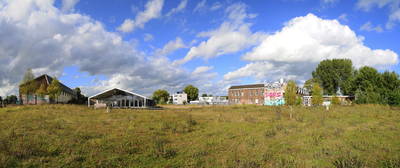 900364 Gezicht op het voormalige werkplaatsterrein van de Nederlandse Spoorwegen aan de 2e Daalsedijk te Utrecht. Links ...